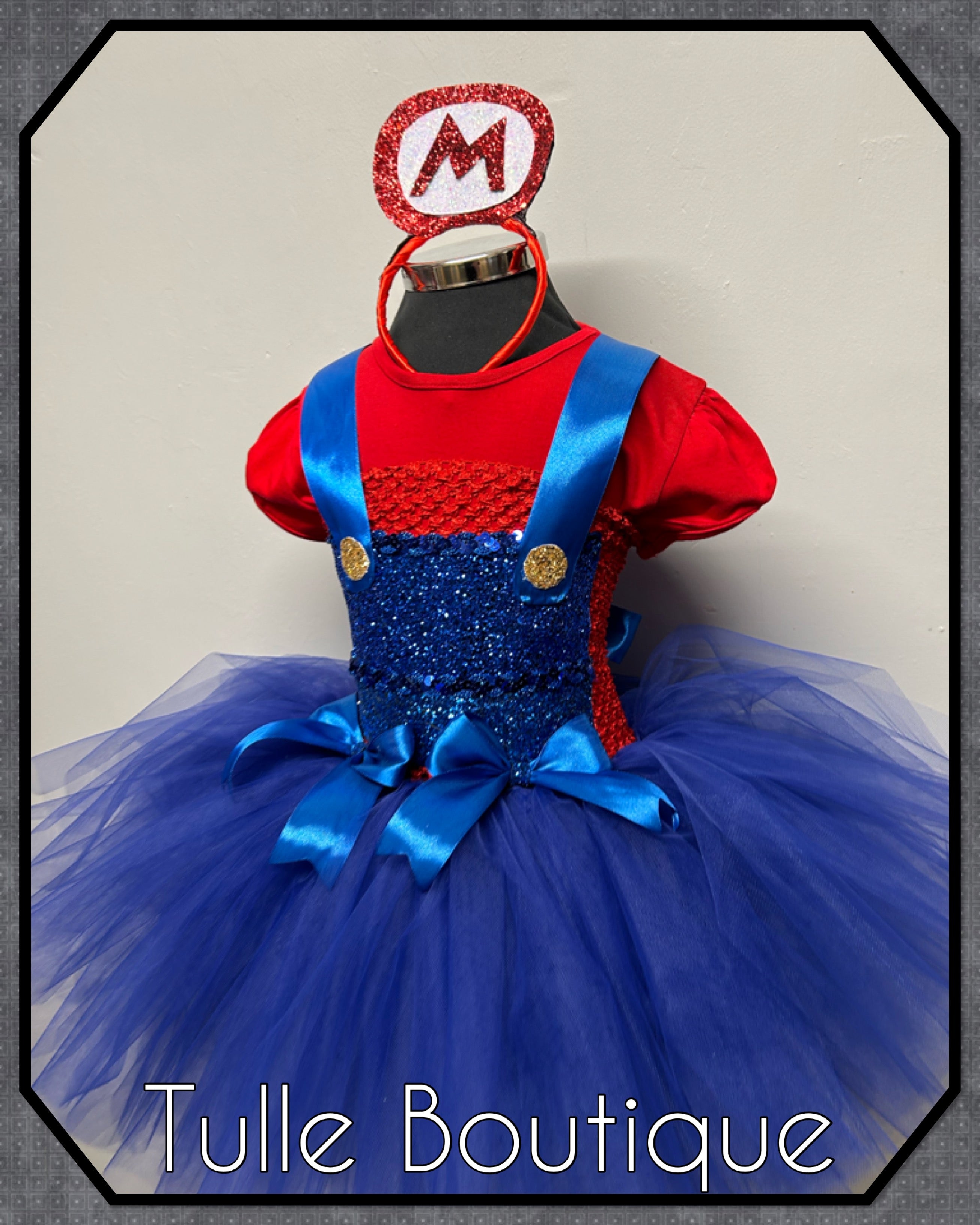 Girls toddlers Super Mario tutu dress, book day fancy dress costume