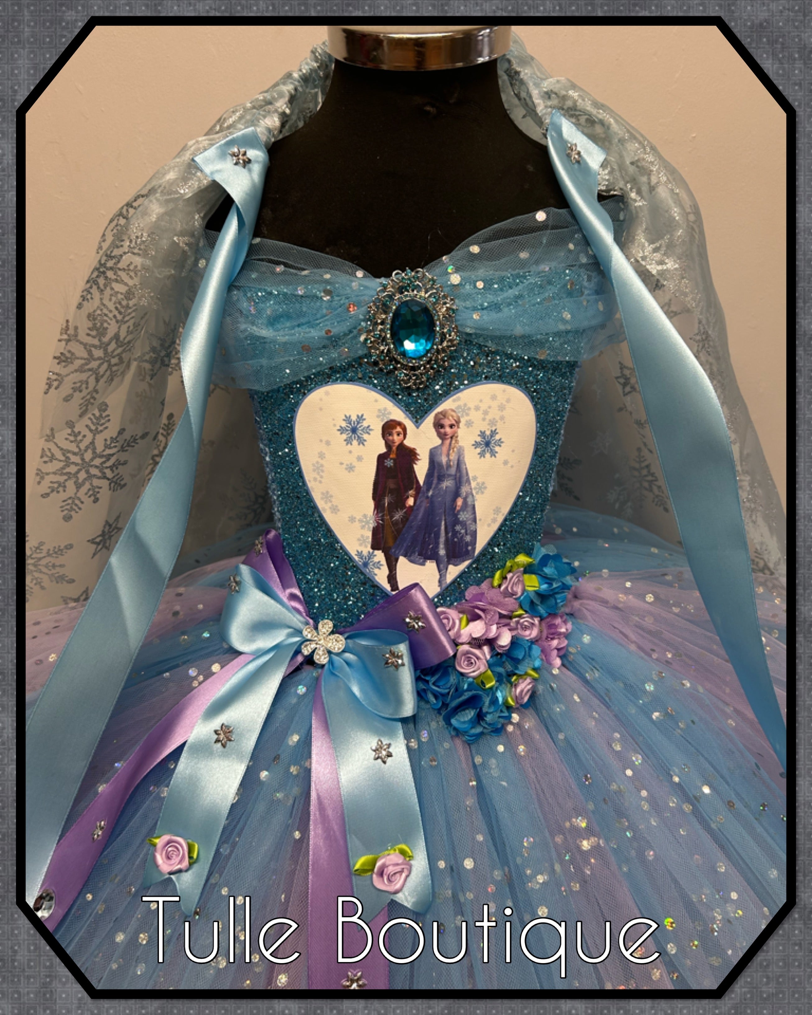 Girls toddlers Princess Elsa frozen tutu birthday party dress,lilac and blue ballgown, fancy dress costume