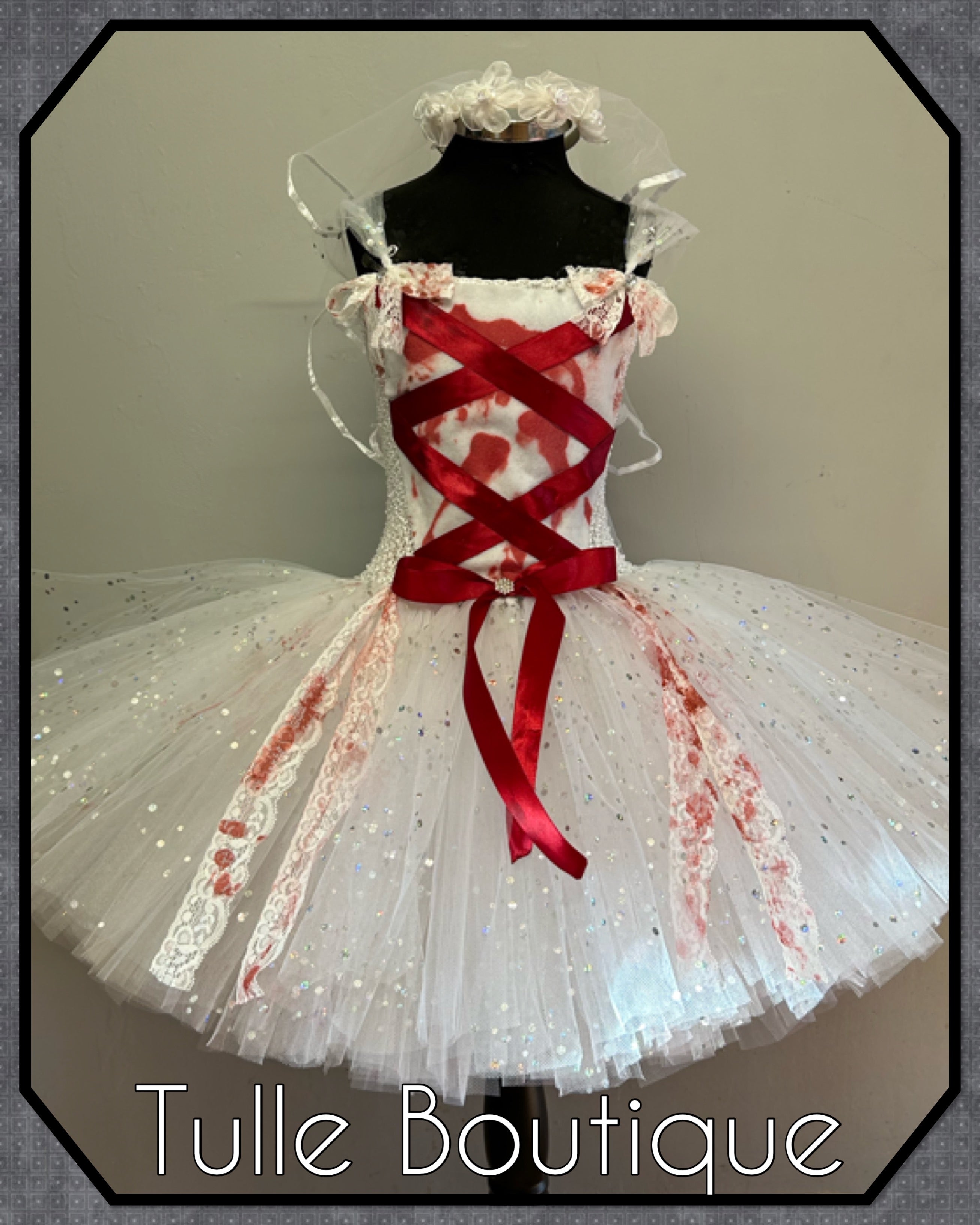 Girls toddlers zombie corpse bride tutu dress, ballgown, wedding fancy dress costume