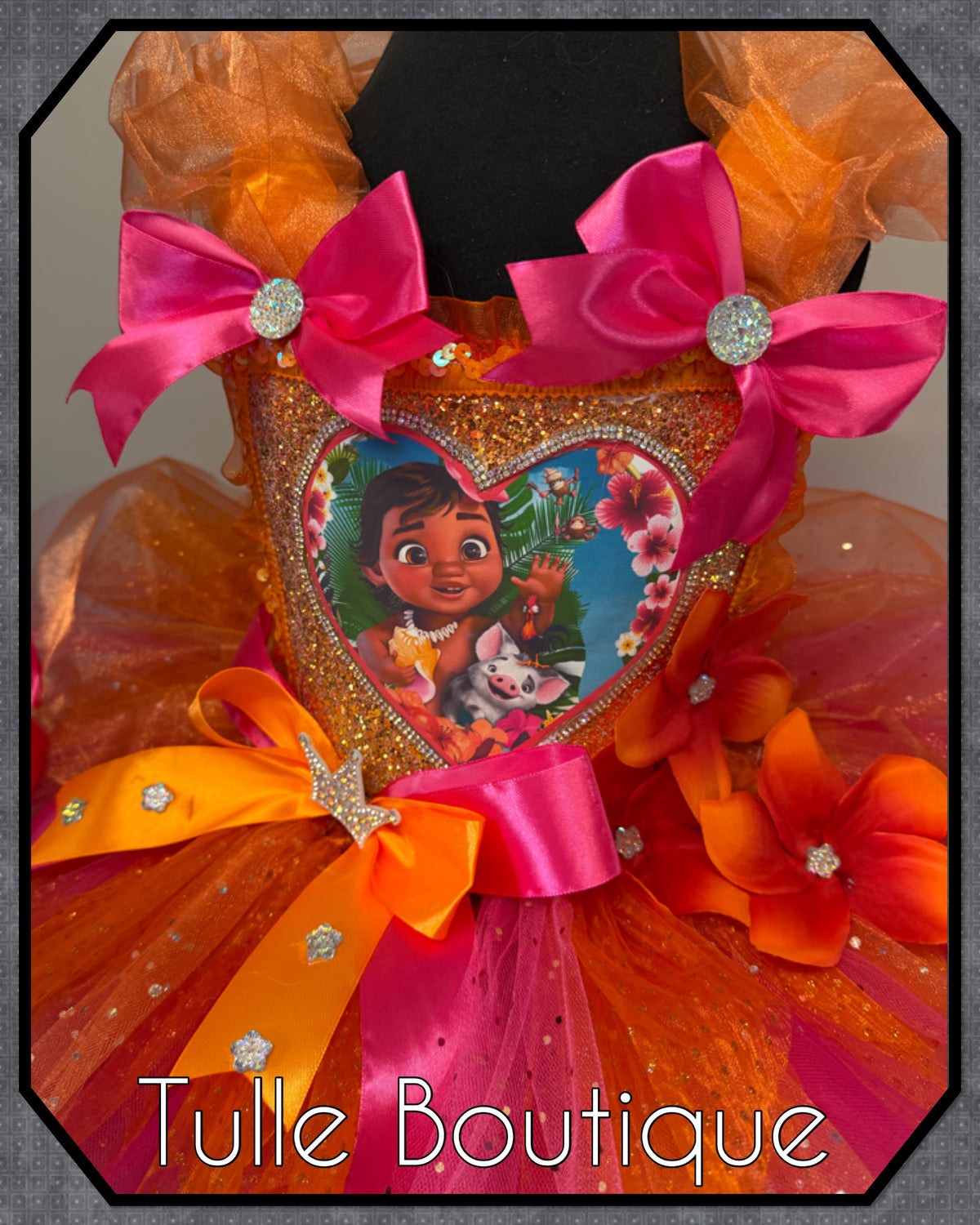 Girls toddlers young baby Moana tutu birthday party dress,ballgown, tropical fancy dress costume