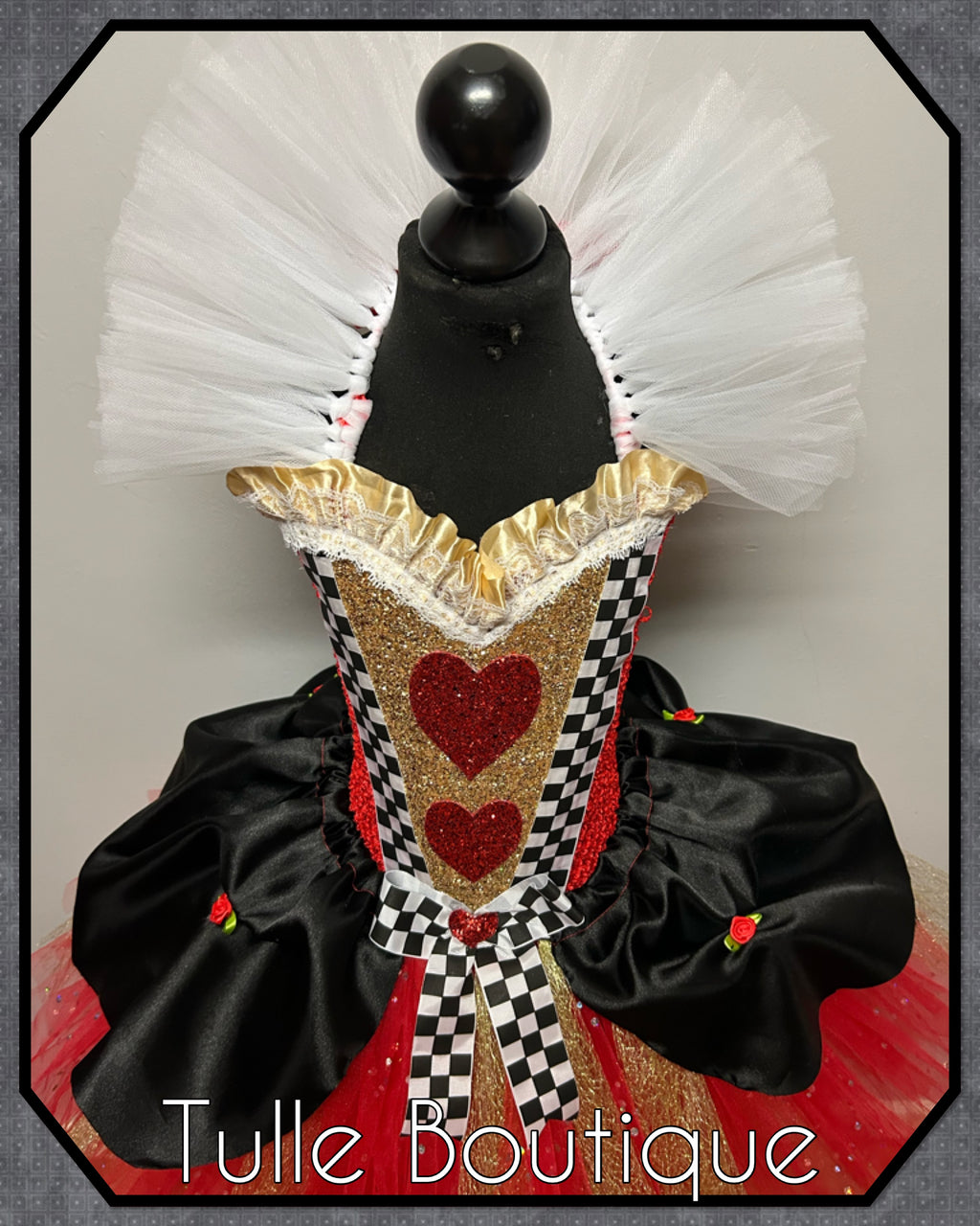 Girls toddlers Queen of hearts tutu dress, ballgown, Alice in wonderland fancy dress costume