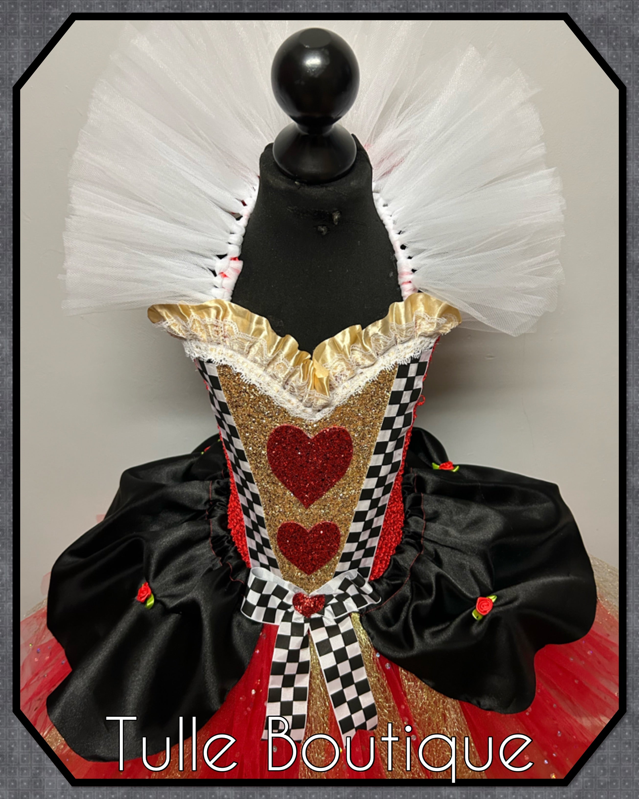 Girls toddlers Queen of hearts tutu dress, ballgown, Alice in wonderland fancy dress costume
