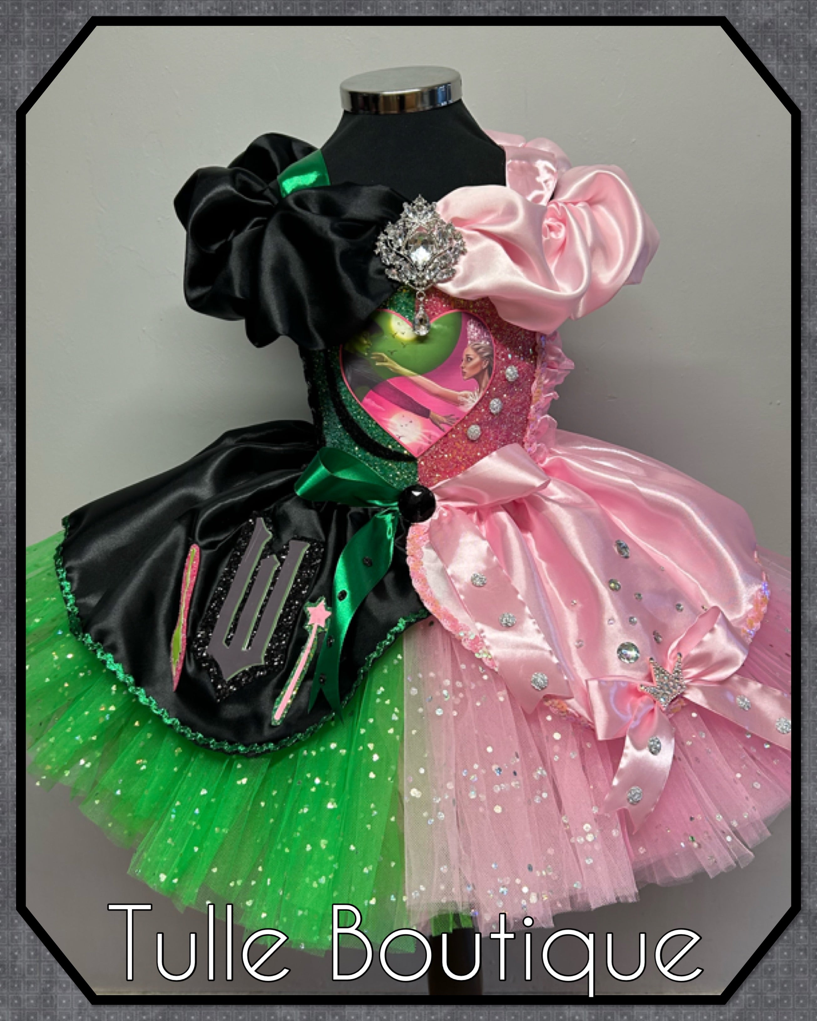 Girls toddlers Wicked Glinda and Elphaba tutu dress, ballgown, fancy dress costume