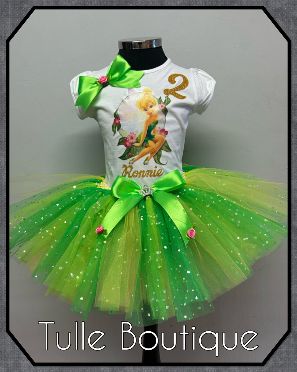 Girls toddlers Tinkerbell birthday tutu outfit fancy dress costume