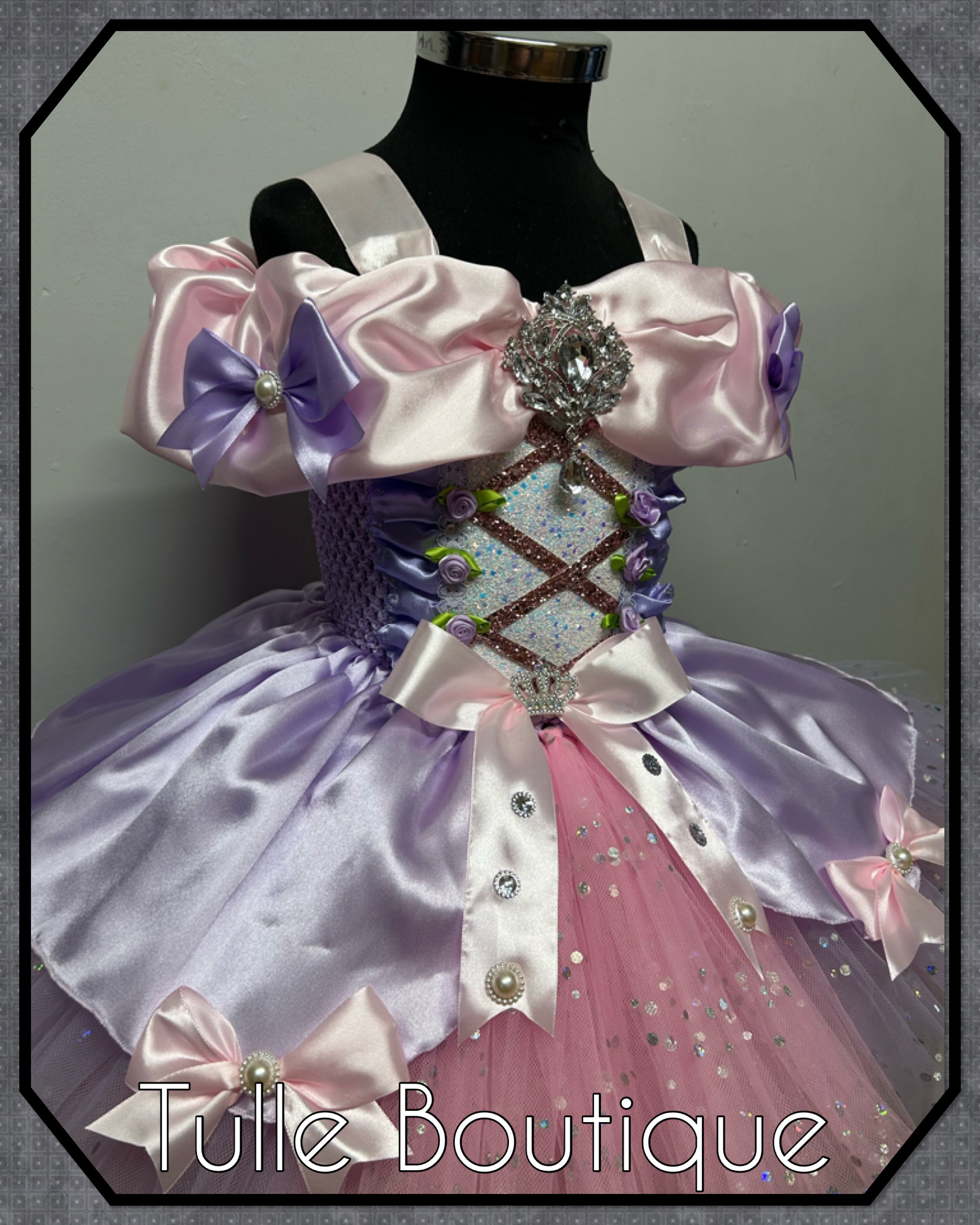 Girls toddlers Rapunzel Pink and lilac Princess tutu dress, birthday ballgown, fancy dress costume