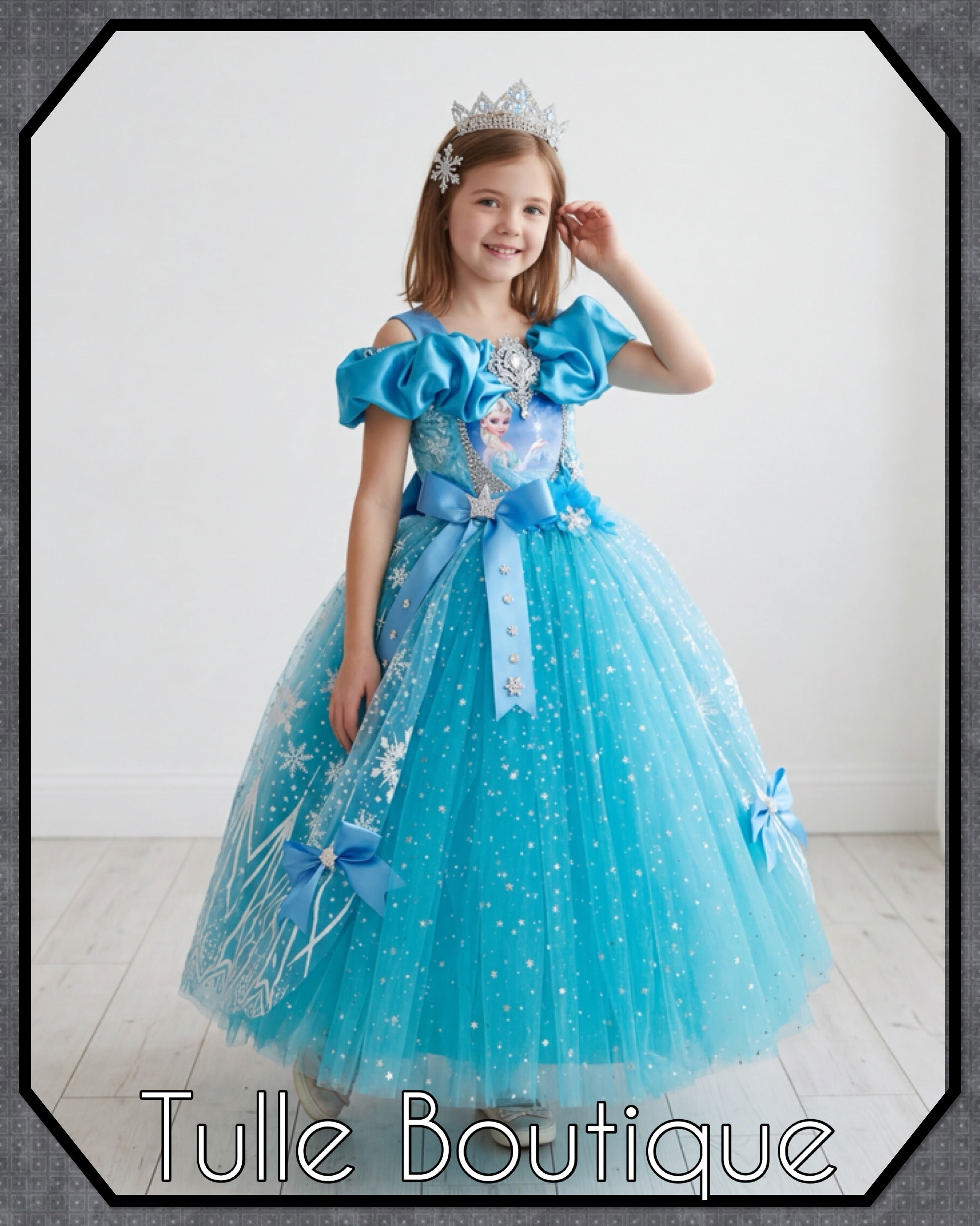 Girls toddlers Princess Elsa frozen tutu dress, ballgown, fancy dress costume full length