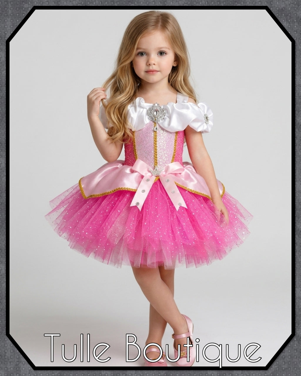 Girls toddlers Princess Aurora tutu dress, sleeping beauty ballgown, fancy dress costume
