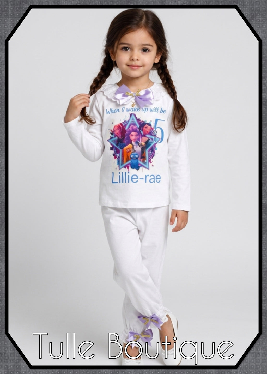Girls toddlers Kpop demon hunters when I wake up birthday personalised pjs