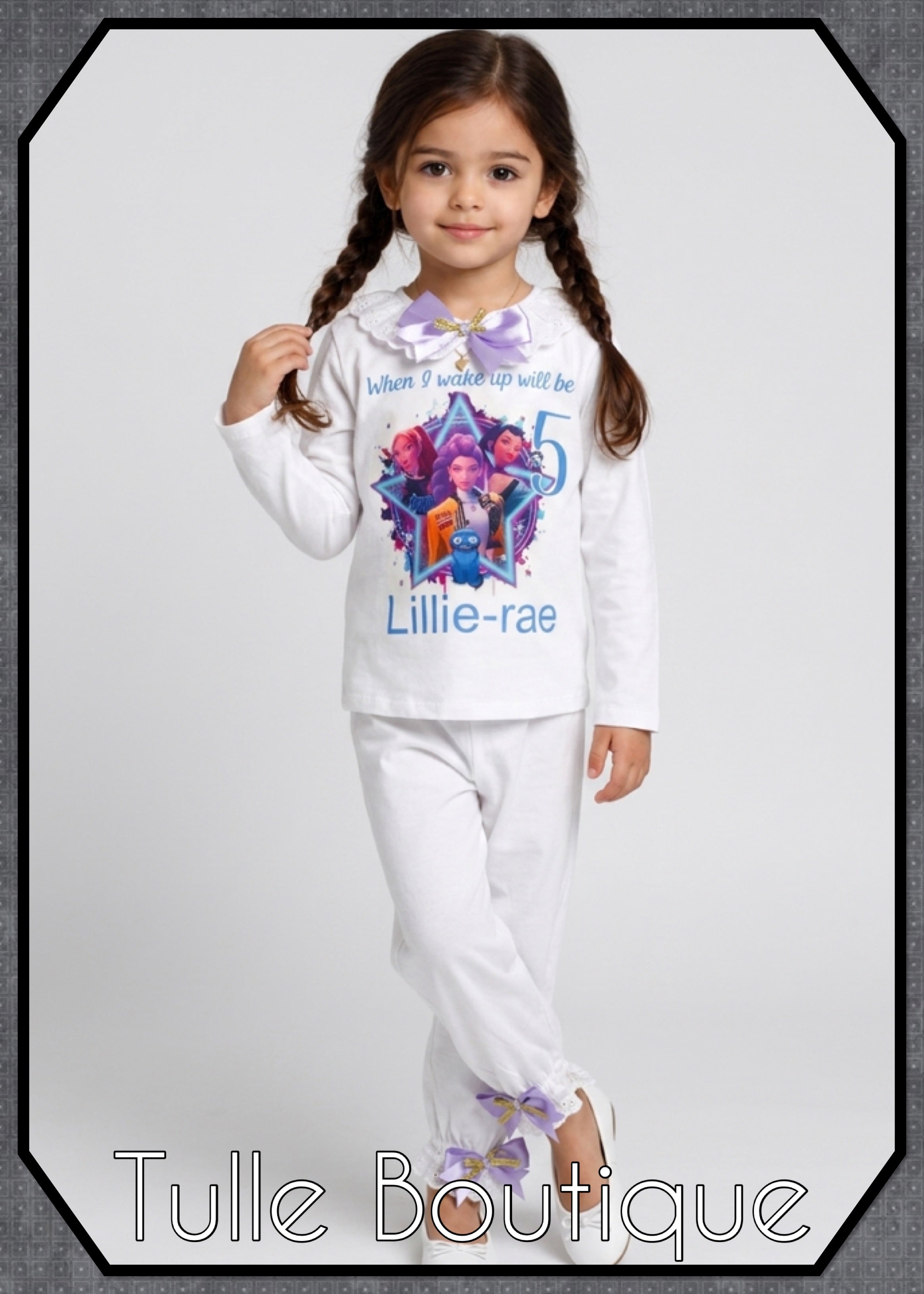 Girls toddlers Kpop demon hunters when I wake up birthday personalised pjs