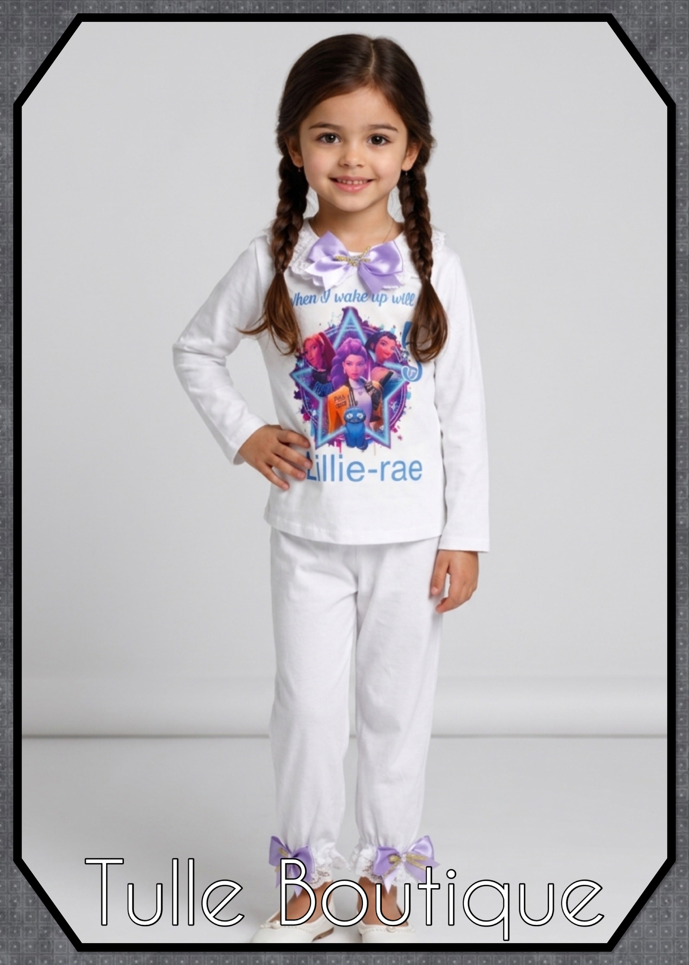 Girls toddlers Kpop demon hunters when I wake up birthday personalised pjs